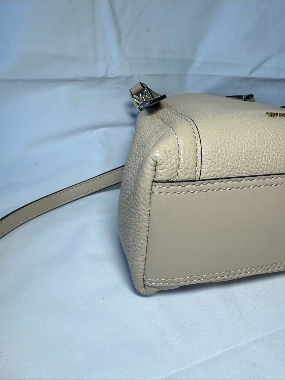 Michael Kors Taupe Pebbled Leather Shoulder Bag with Gold Hardware